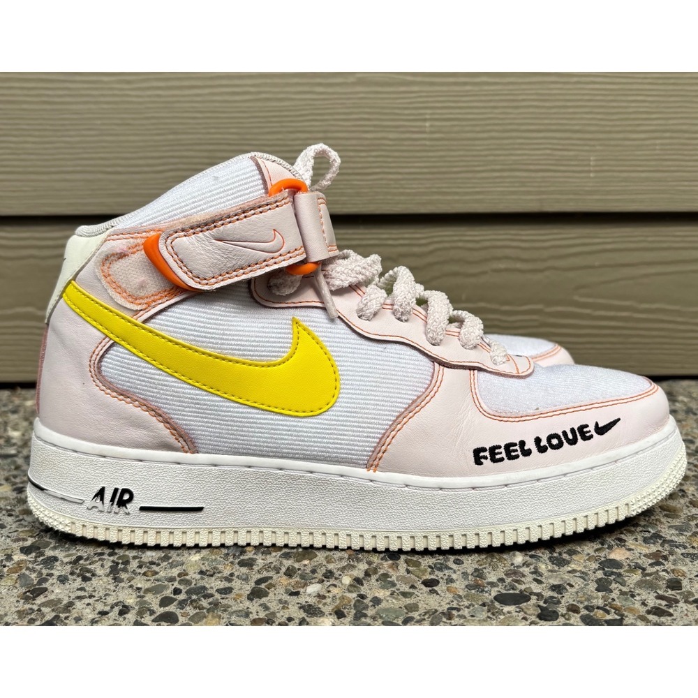 Nike Air Force 1‎ Mid 07 Feel Love Pink White Yellow FD0869-100 Women's 10